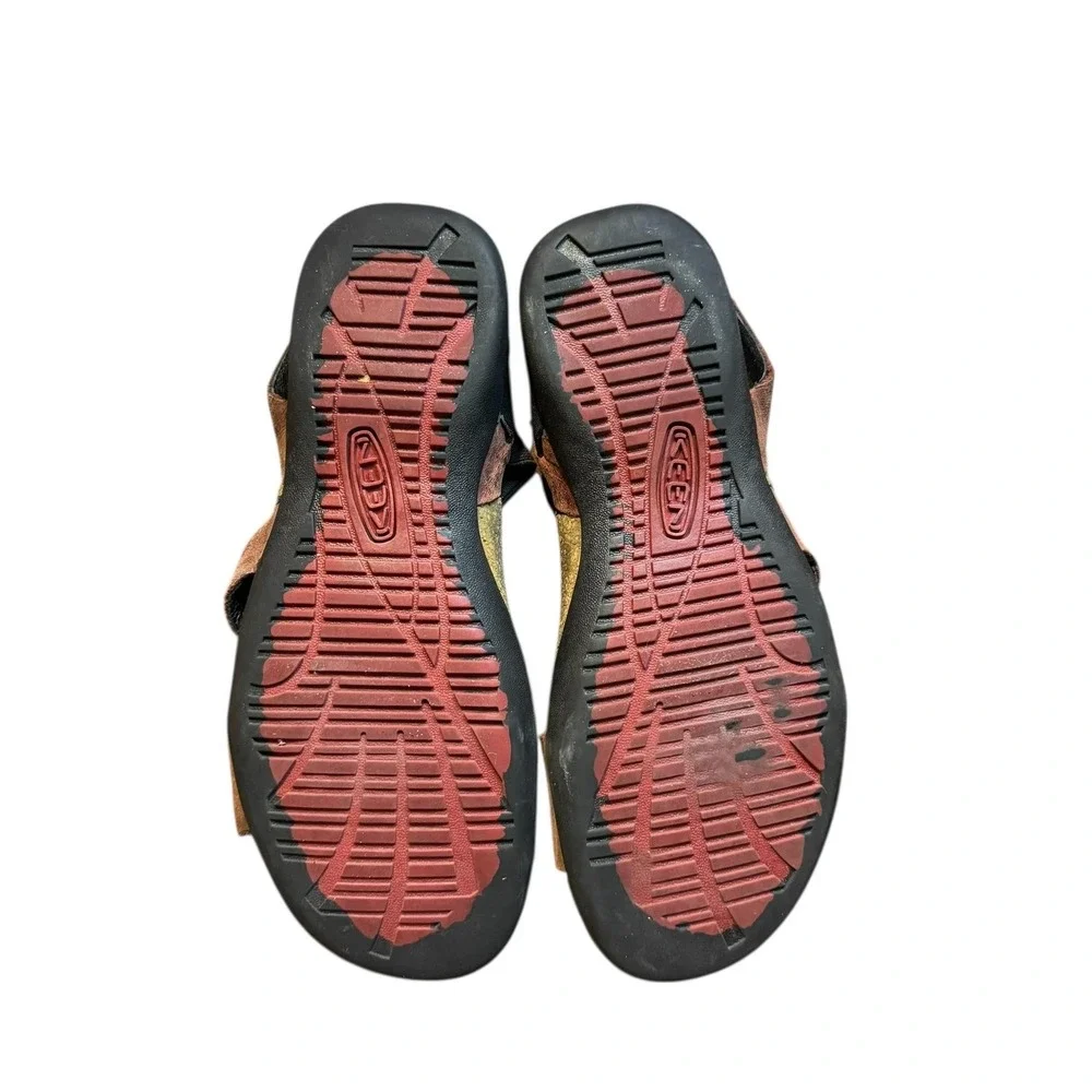 KEEN Sandals Womens Size 7 Brown Leather Slingback‎ Strappy Elastic Cork Footbed